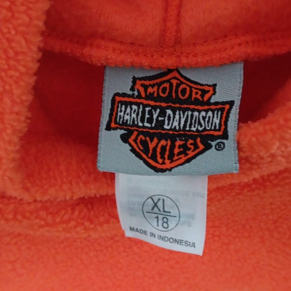 Harley-Davidson Orange sherpa fleece Hoodie youth XL - Picture 2 of 5